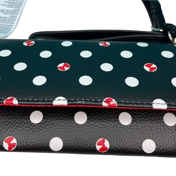Disney Parks Minnie Mouse Cross Body Purse Wallet Black with Red Bows Wrislet - Picture 12 of 16